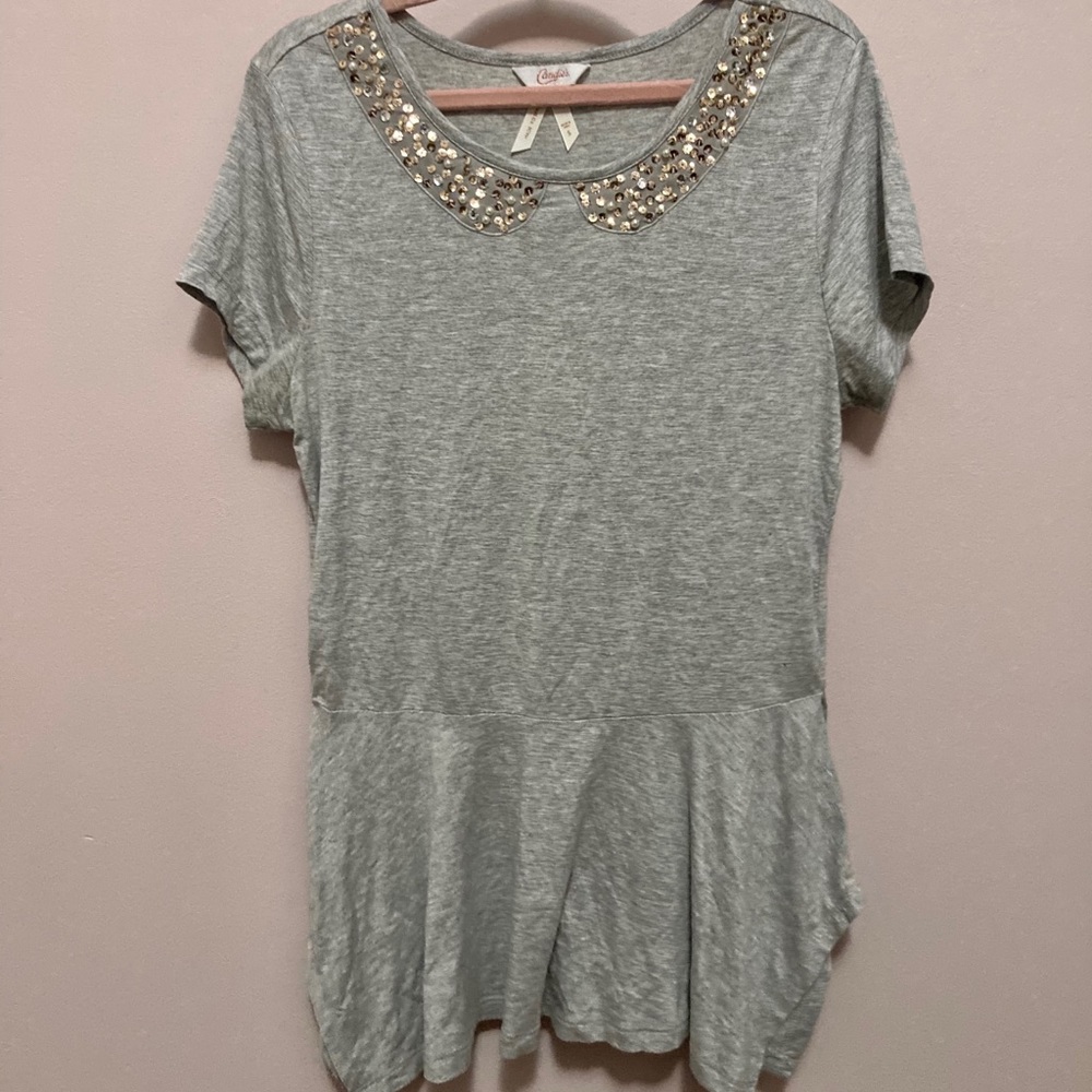 Vintage Peter Pan collar t shirt sequins Candies New Girl twee 2010s